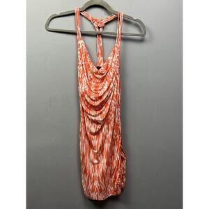 Banana Republic Casual Sleeveless Dress Womens Size Small‎ Orange White Ruched